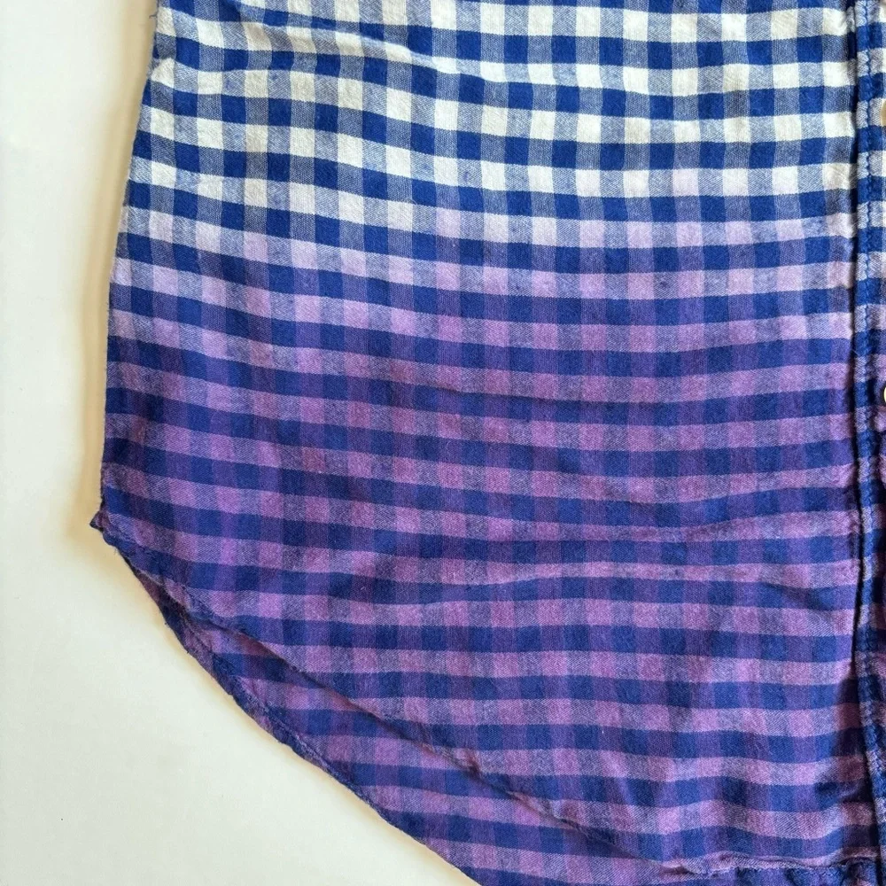 Blue and Purple Gingham Button-Up Shirt, sz 2